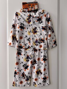 Disney Mickey & Minnie Halloween Flannel Pajamas Long Sleeve & Full Length Leg